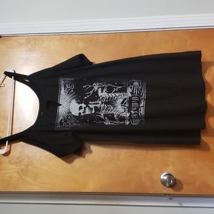Ladies cold shoulder dress skeleton skull gothic 0X